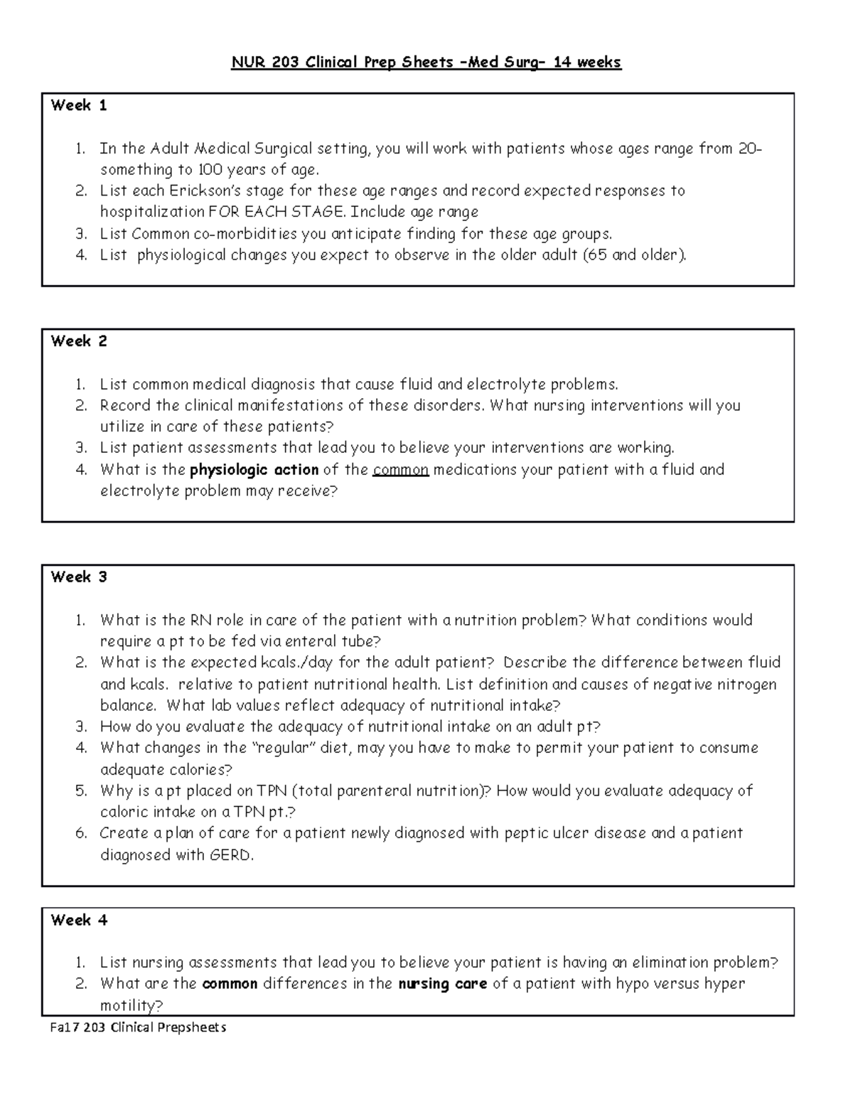 Prep sheets pediatric clinical prep - NUR 204 - NCC - Studocu