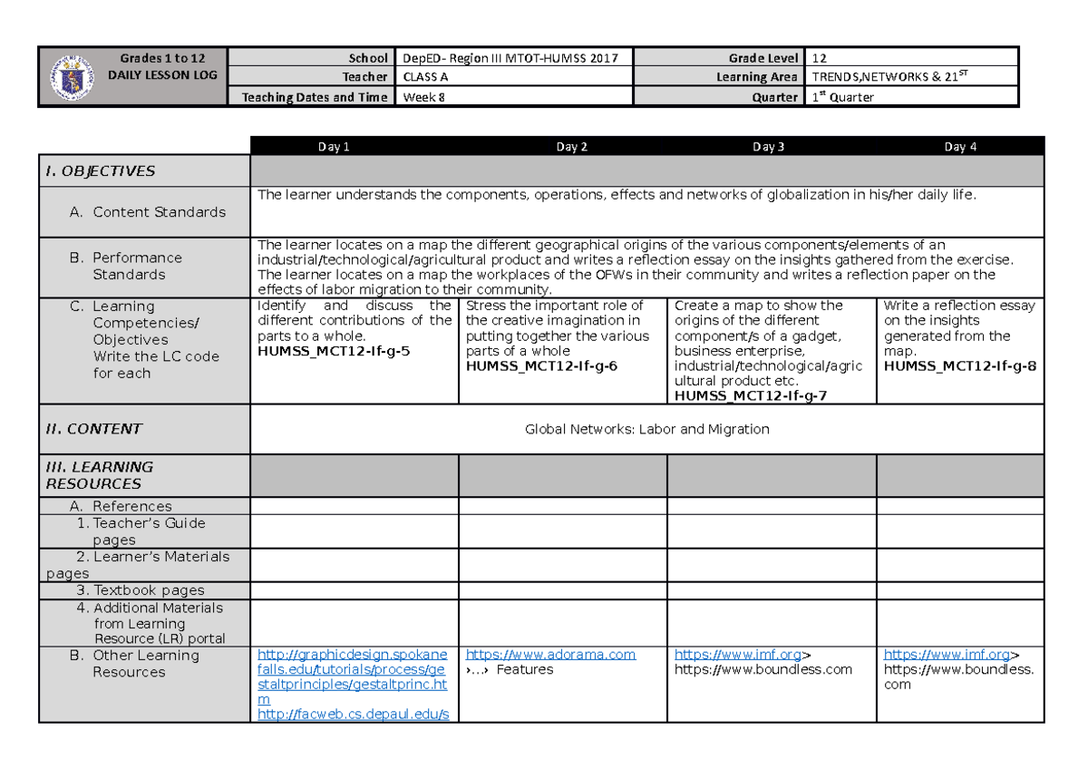 DLP Trends Week 8 - Global Networks Labor and Migration - Grades 1 to ...