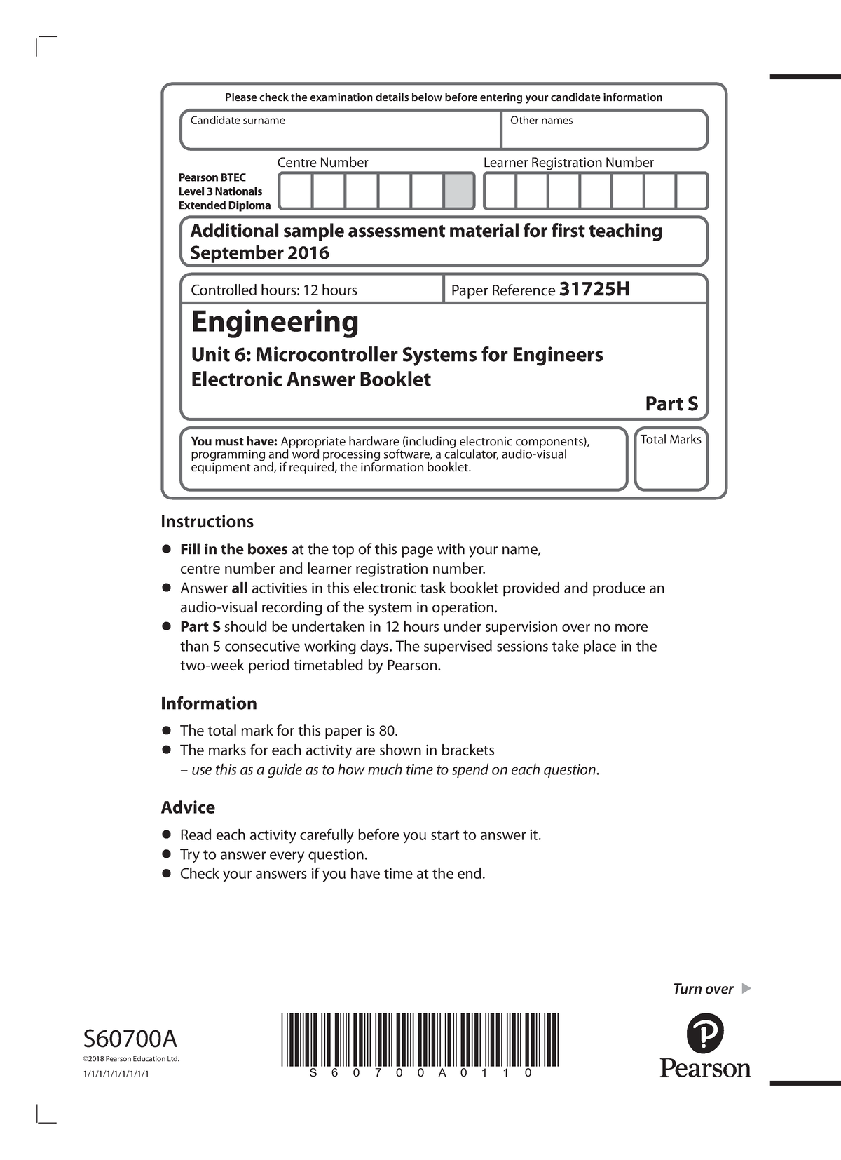 Additional sample assessment material AB Unit 6 Microcontroller Systems ...