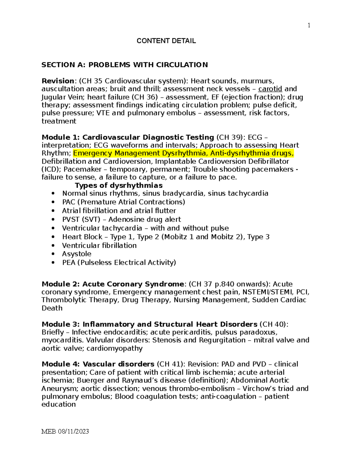 AH II EXAM Content - Study guide adult health - CONTENT DETAIL SECTION ...