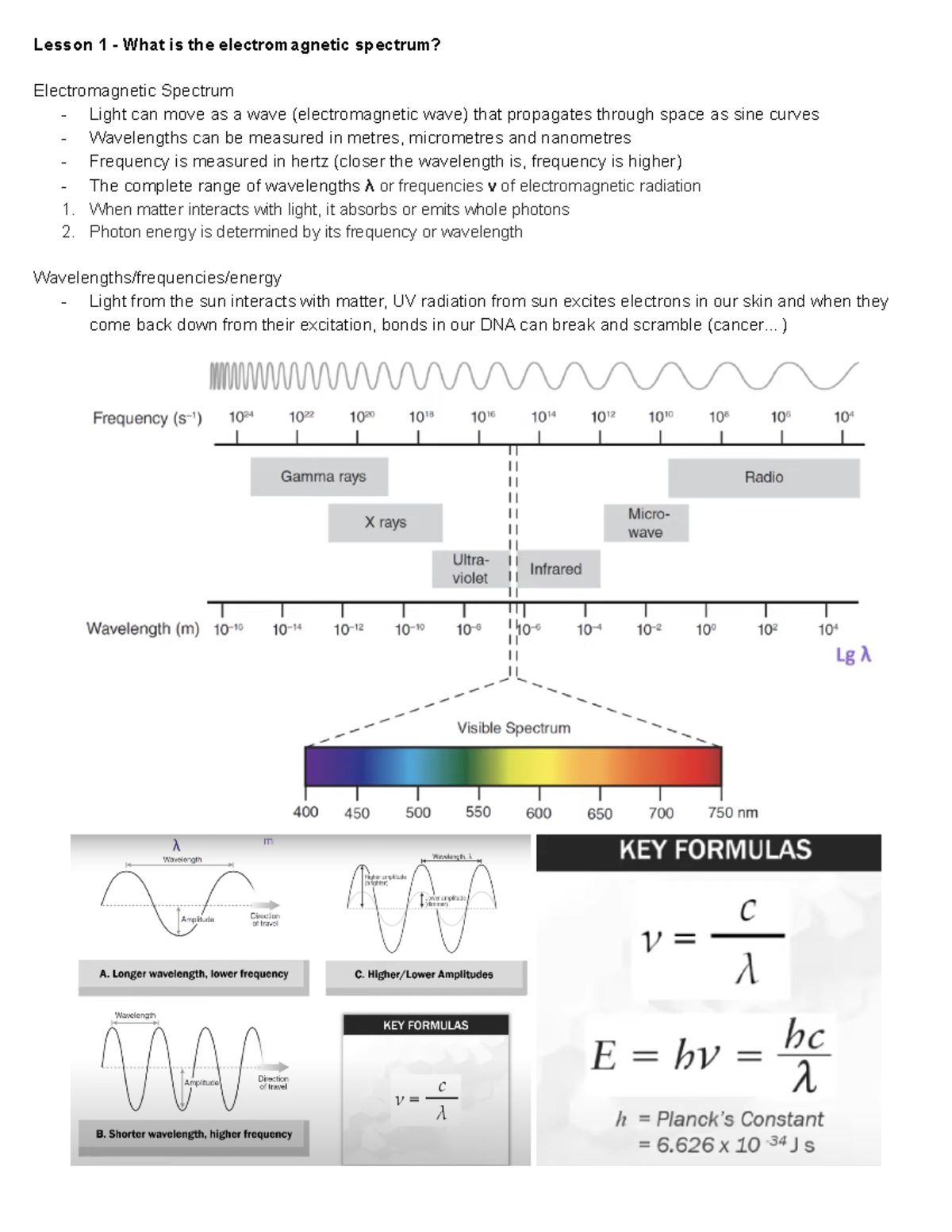 Chem 1301A - Lecture Notes All - Lesson 1 - What Is The Electromagnetic ...