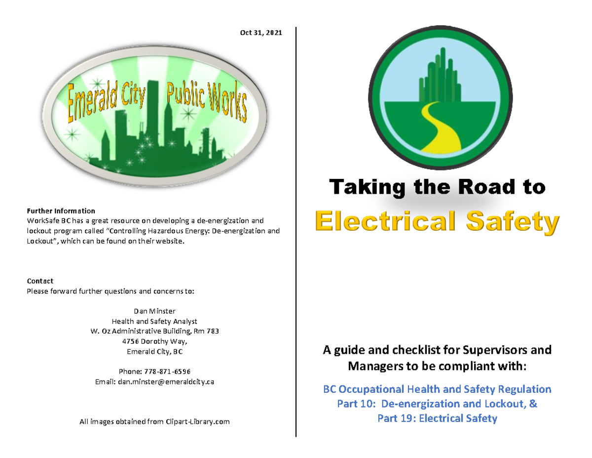 Dan Minster Electrical Safety Pamphlet Oct 31, 2021 Further