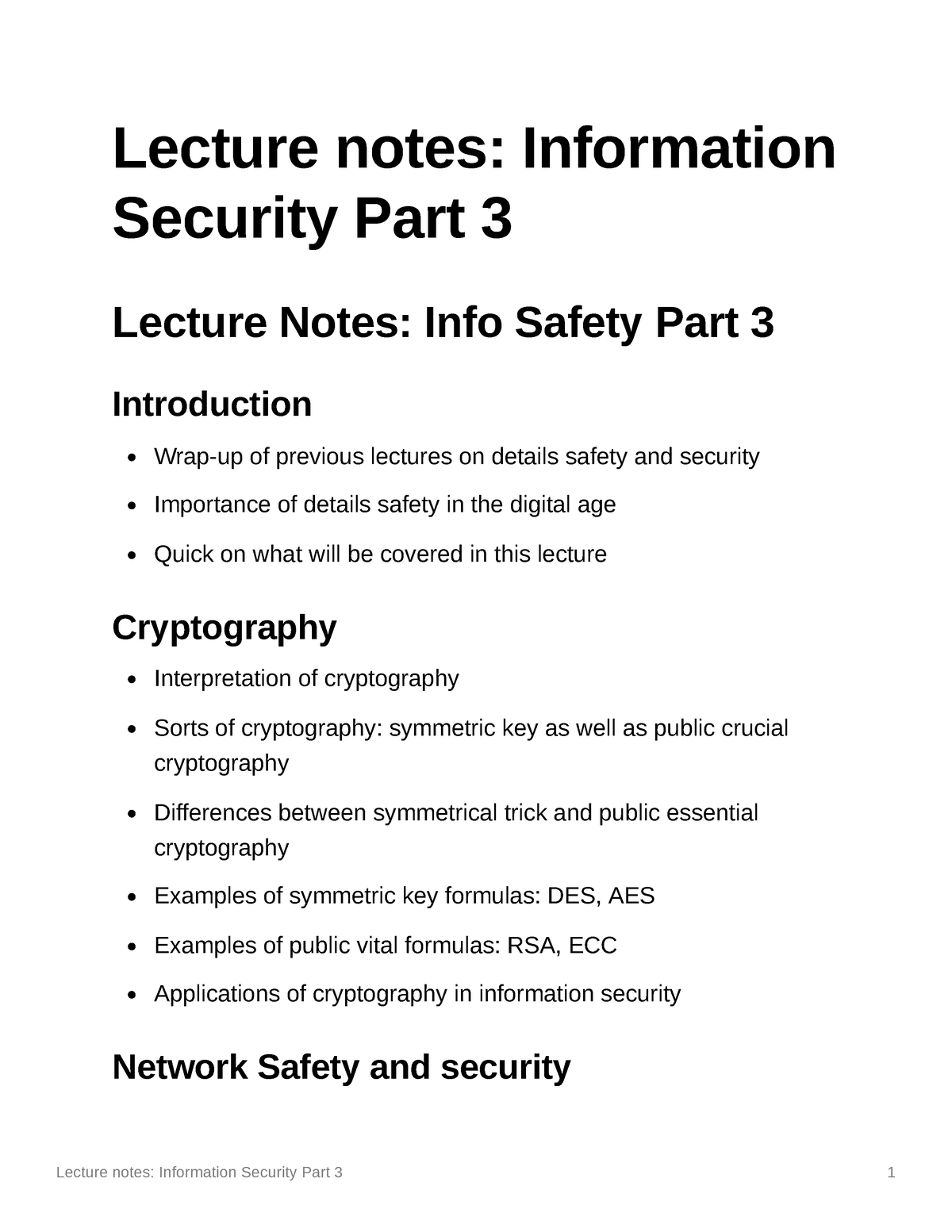 Lecture Notes Information Security Part 3 - Lecture Notes: Information ...