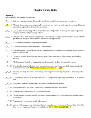 HD CH4 Study Guide - Computers - Chapter 4 Study Guide True/False ...