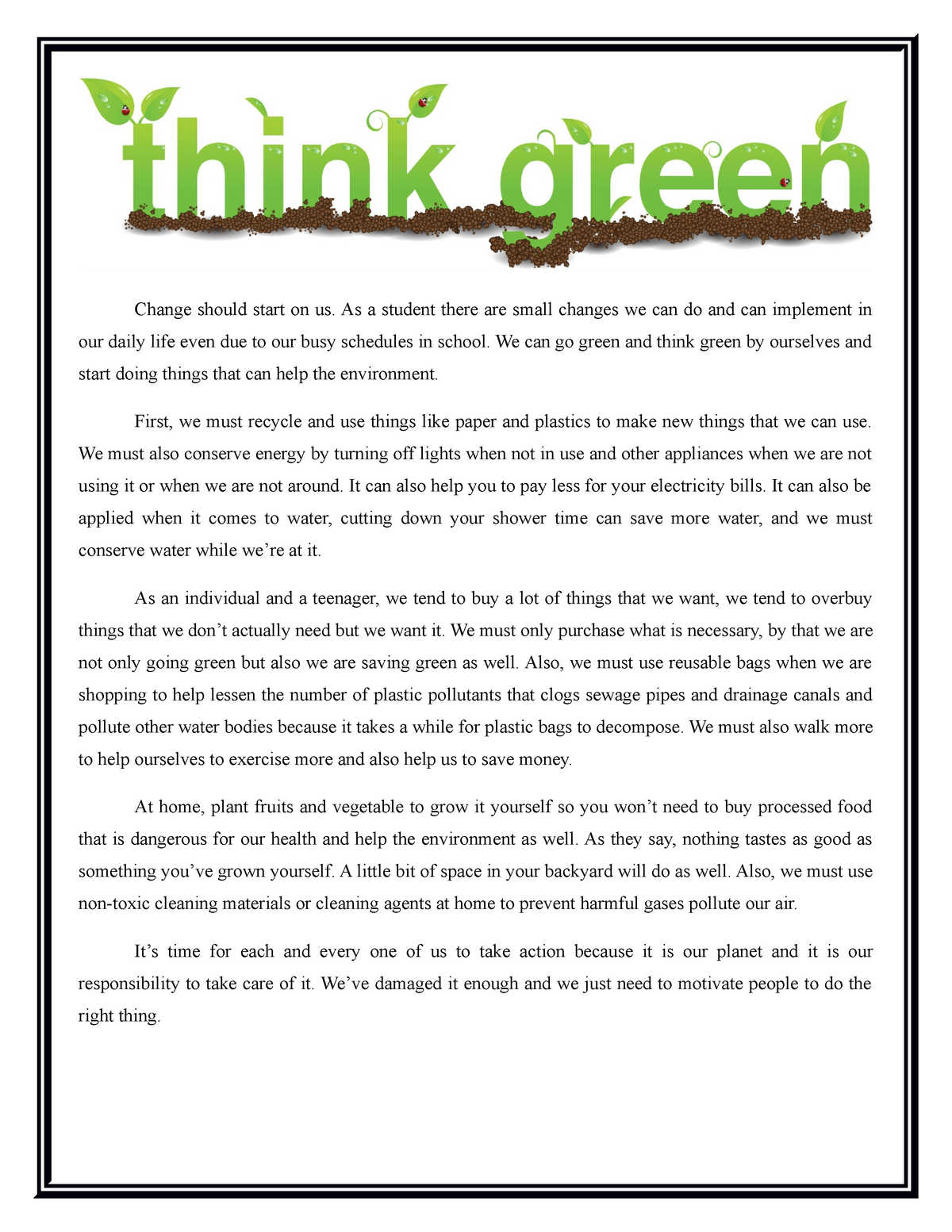 green week essay