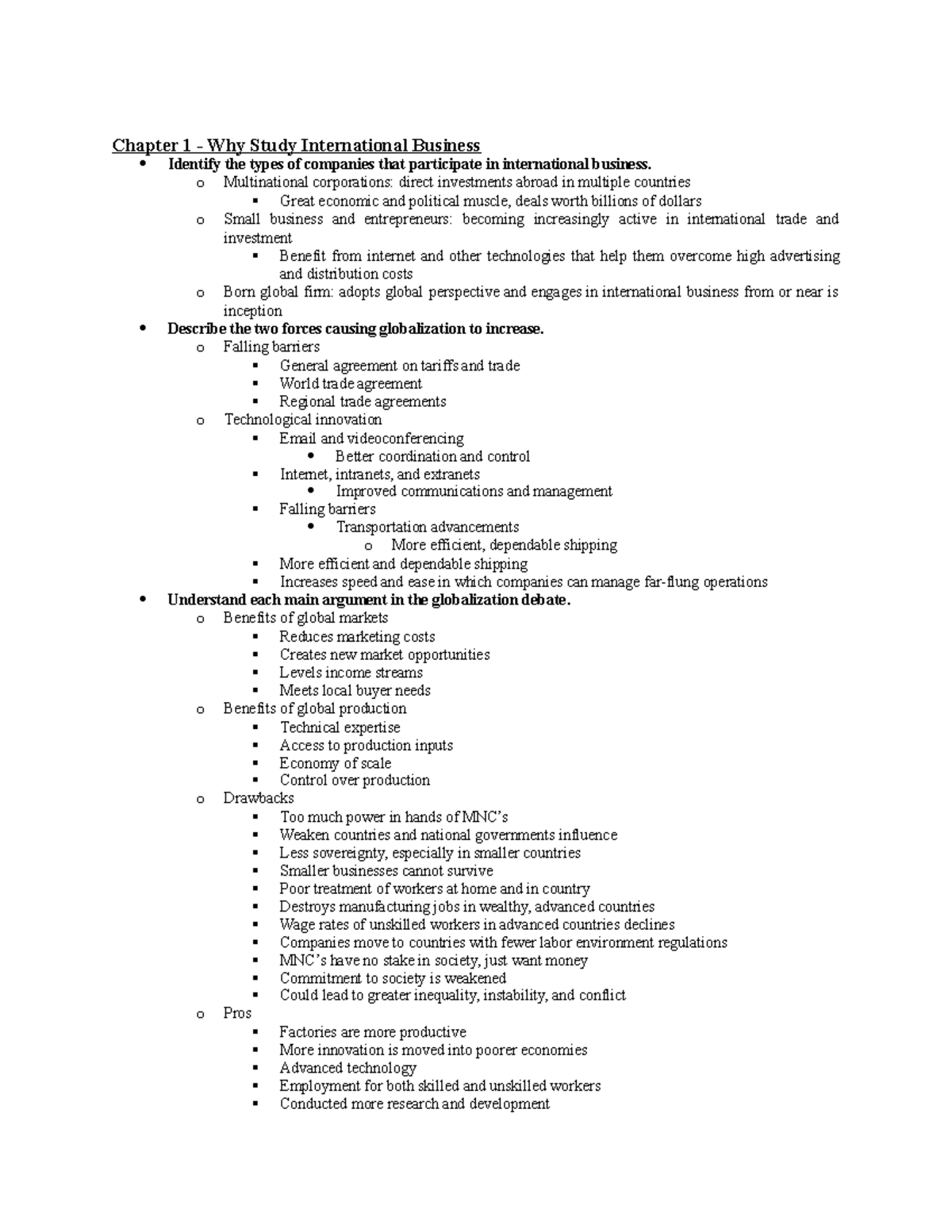 Lecture notes - Introduction to International Business - complete ...