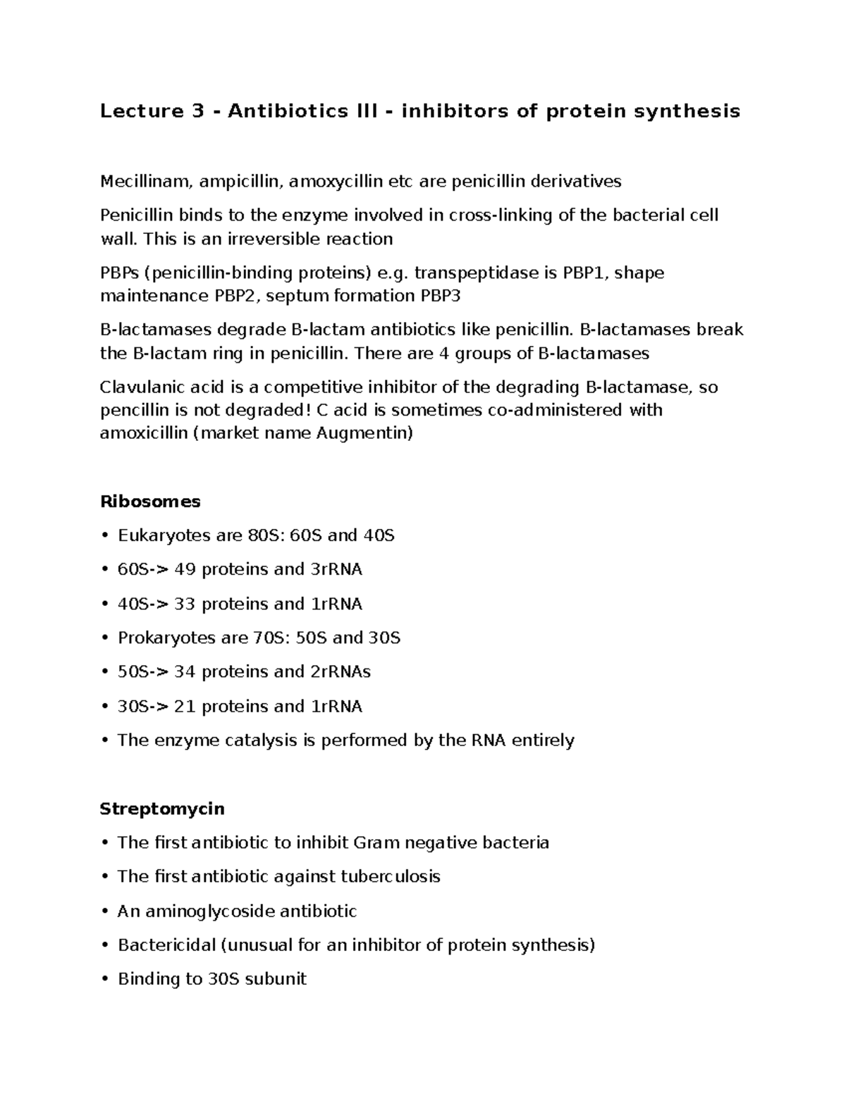 Pharma B 3 And 4 - Lecture Notes 3,4 - Lecture 3 - Antibiotics III ...