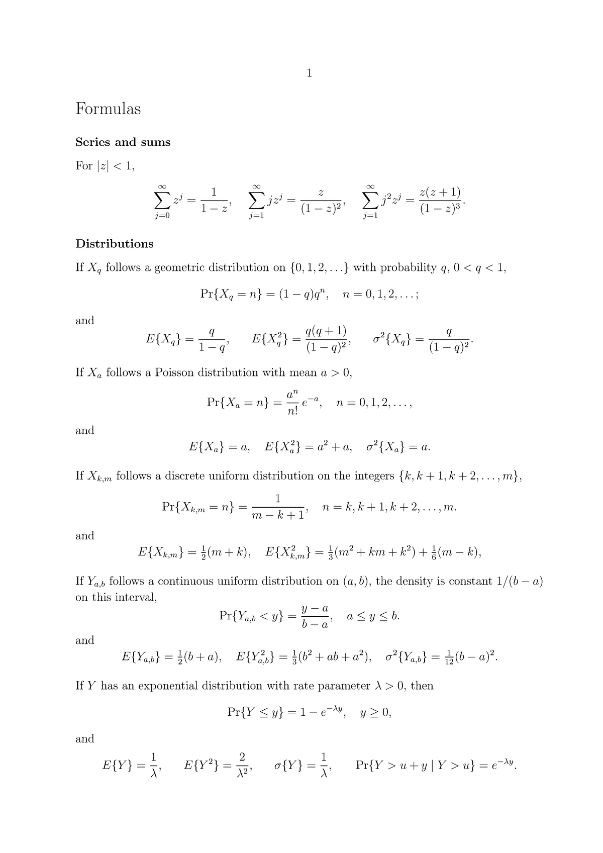 Formulas 2021 - Oefenttoets - Formulas Series and sums For|z|