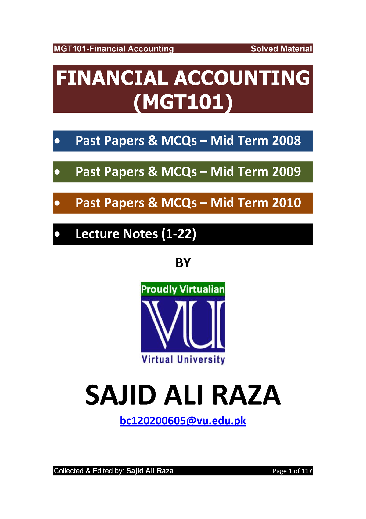 MGT101 Midterm Past Paper - FINANCIAL ACCOUNTING (MGT101) Past Papers ...