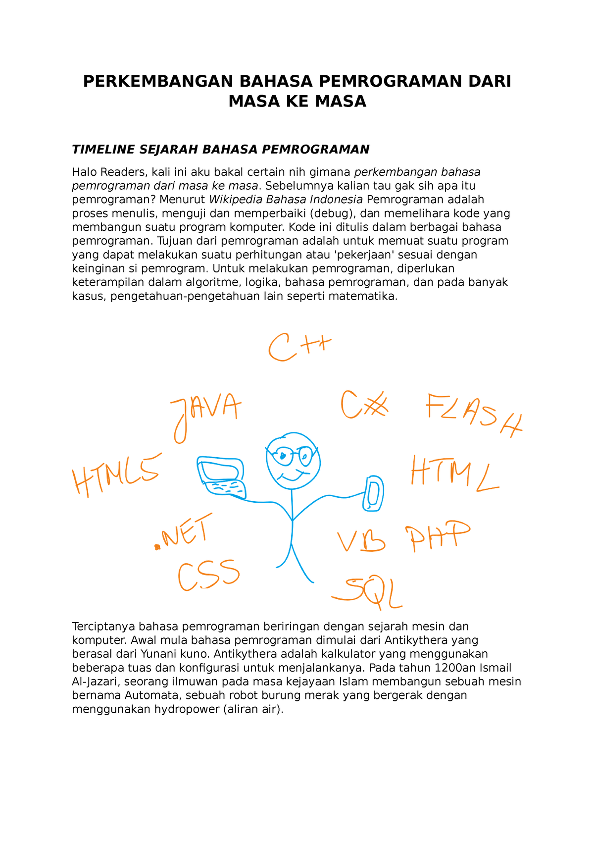 Perkembangan Pemrograman Dari Masa Ke Masa - PERKEMBANGAN BAHASA ...