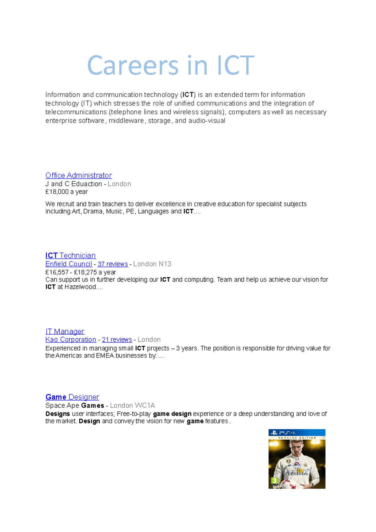 Careers in ICT - fghfhfgh - Careers in ICT Information and ...