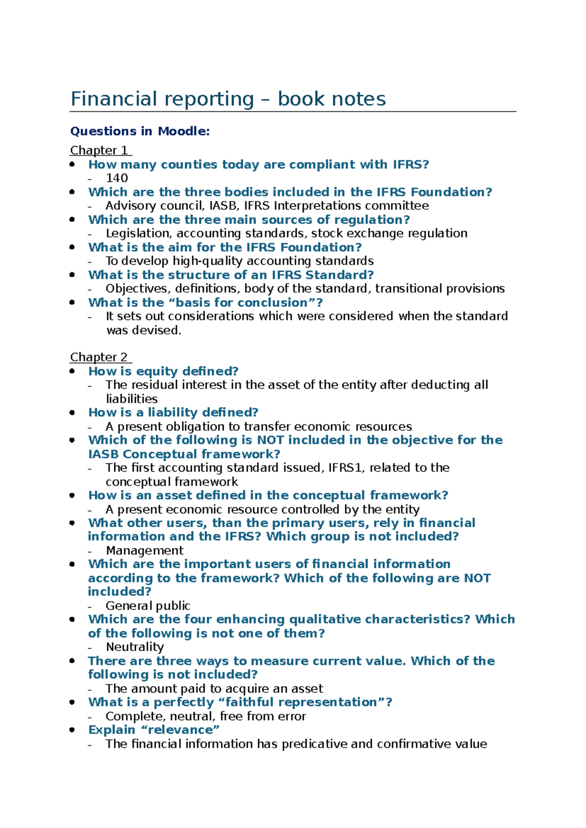 Financial reporting - book notes - Financial reporting – book notes ...