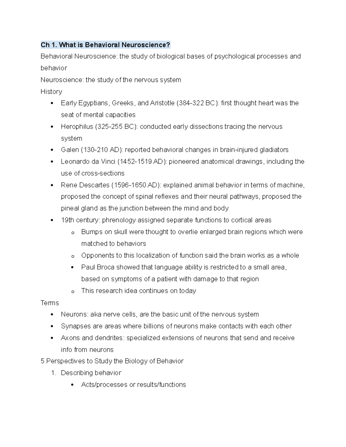 Ch 1. What Is Behavioral Neuroscience - Ch 1. What Is Behavioral ...