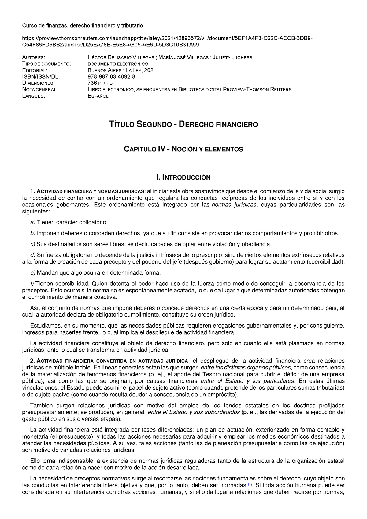 Villegas - Capítulo IV Y VII - Derecho Financiero Y Derecho Tributario ...