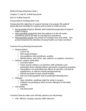 Med Surg 1 Unit 4 - Medical Surgical Lecture Notes From December To 