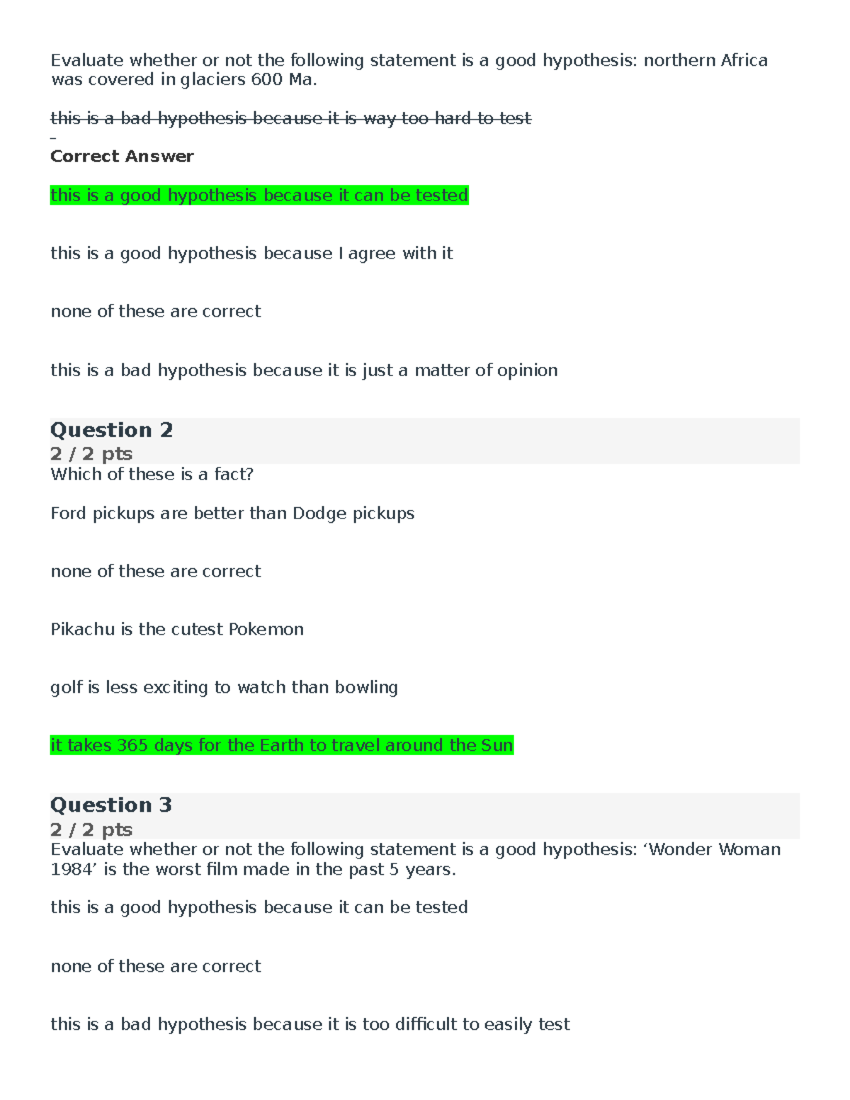 EXAM 1 GEOL 1010 - Evaluate whether or not the following statement is a ...
