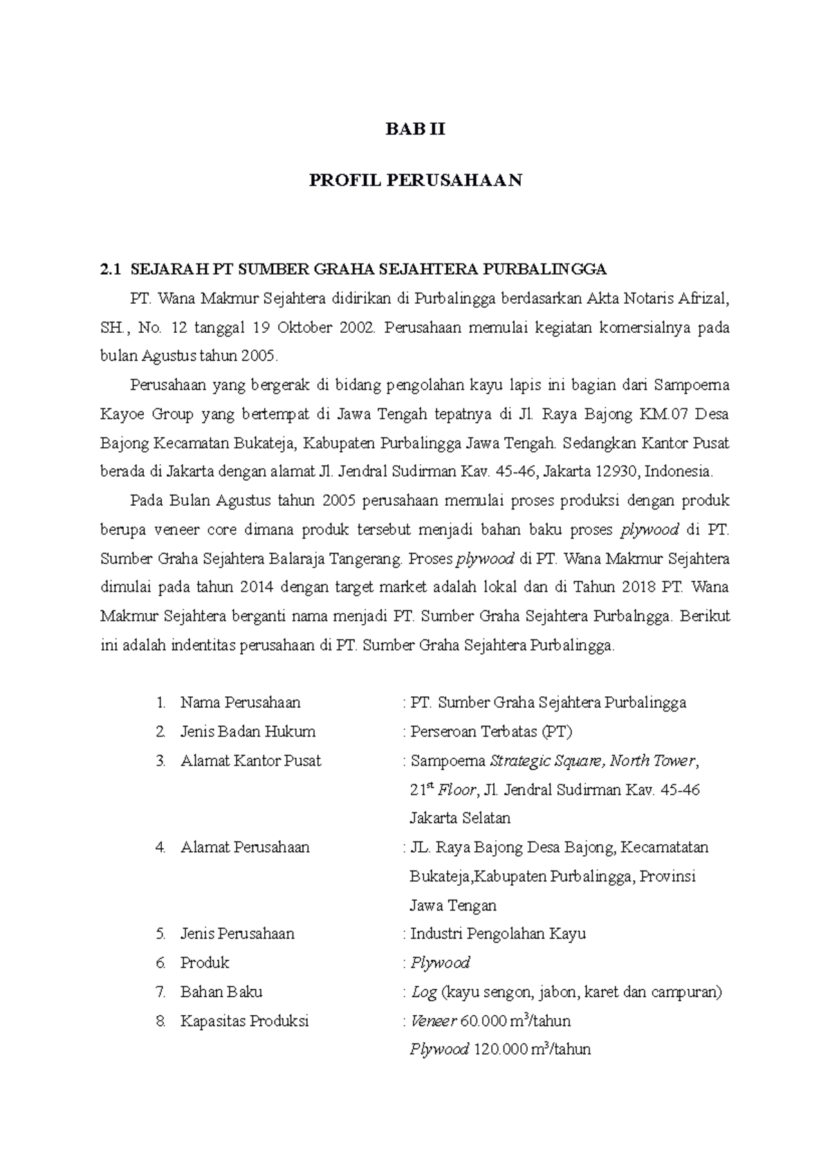 Laporan Kerja Praktek Industri BAB 2 - BAB II PROFIL PERUSAHAAN 2 ...