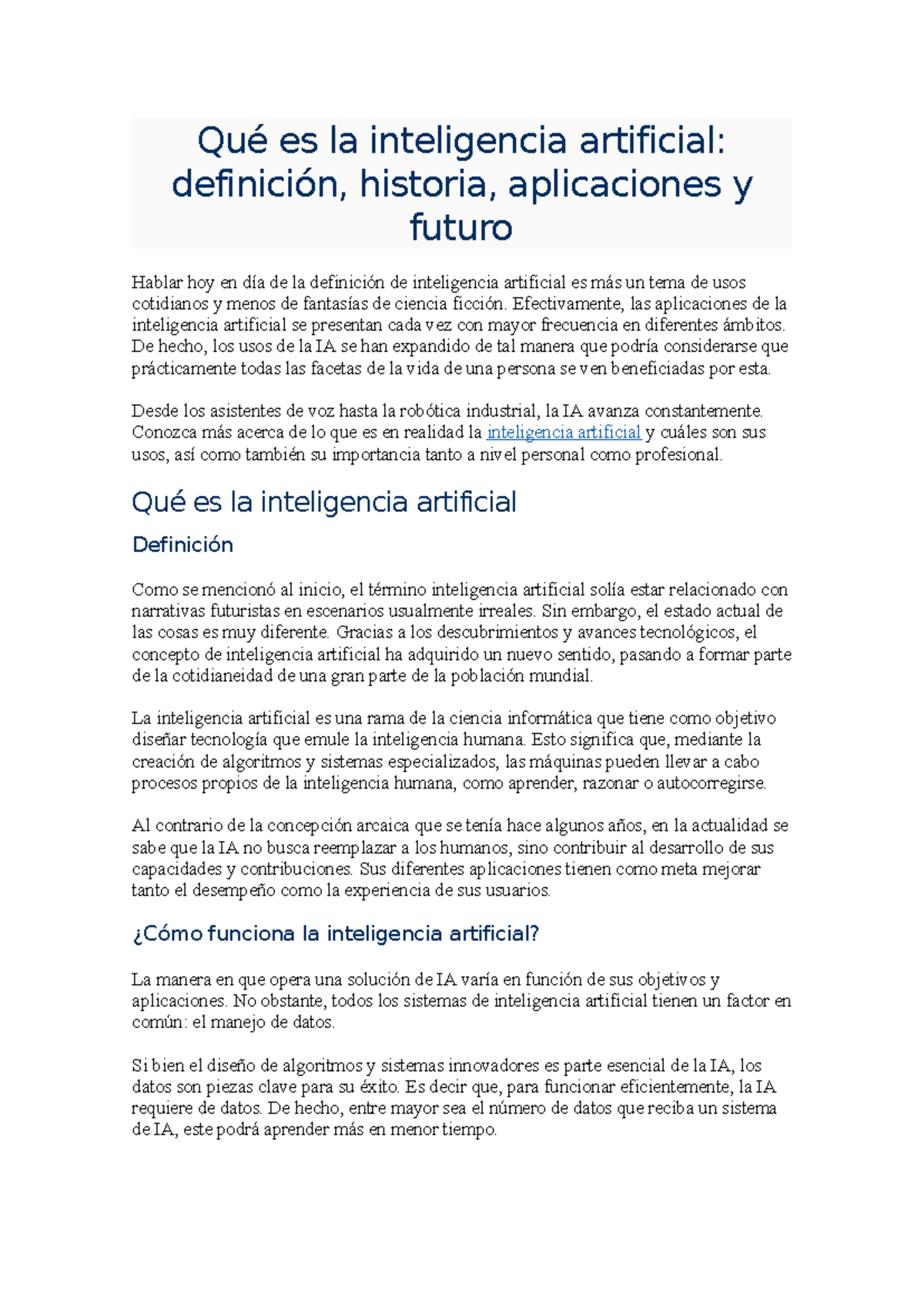 Inteligencia Artificial Efectivamente Las Aplicaciones De La Inteligencia Artificial Se