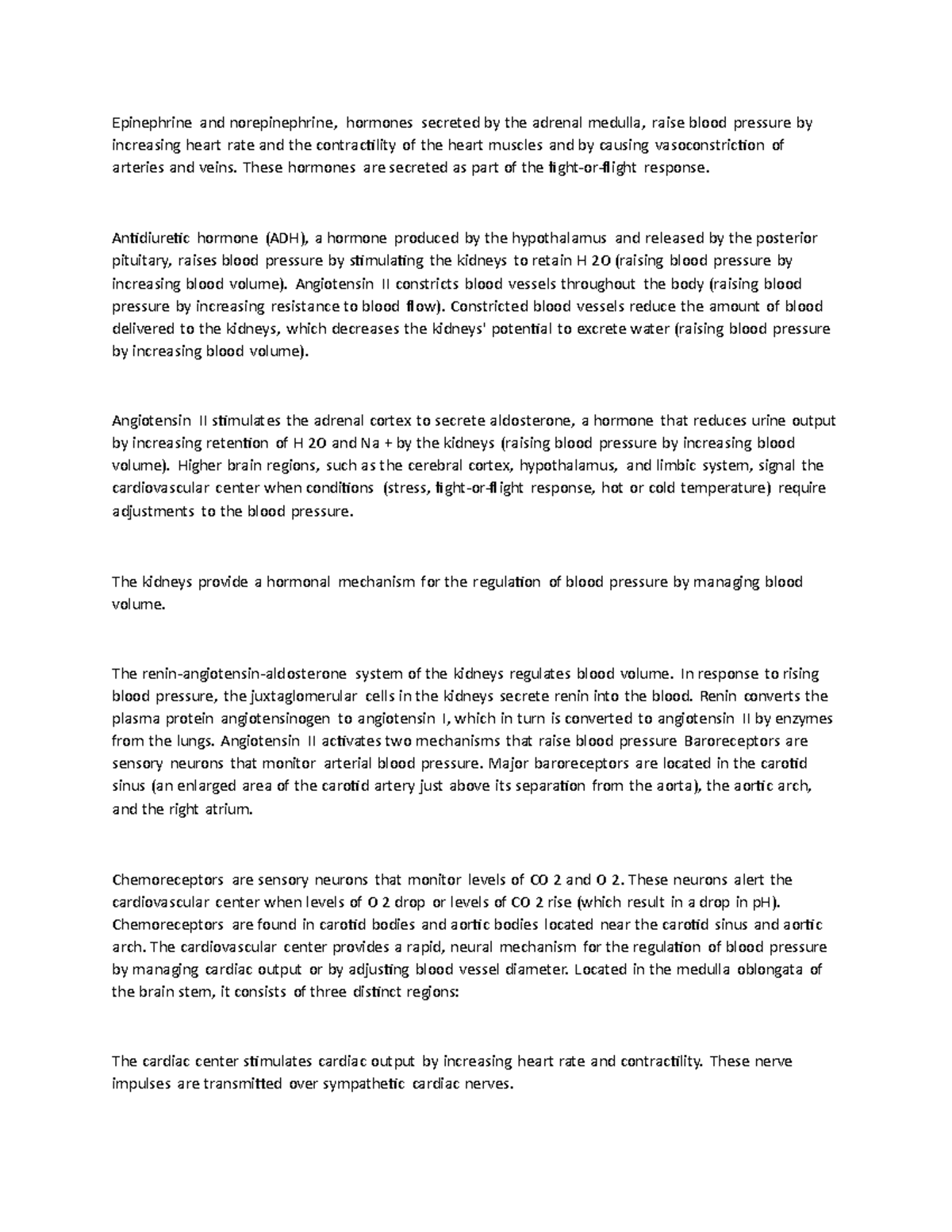 KF 9 - SUMMARY - Epinephrine and norepinephrine, hormones secreted by ...