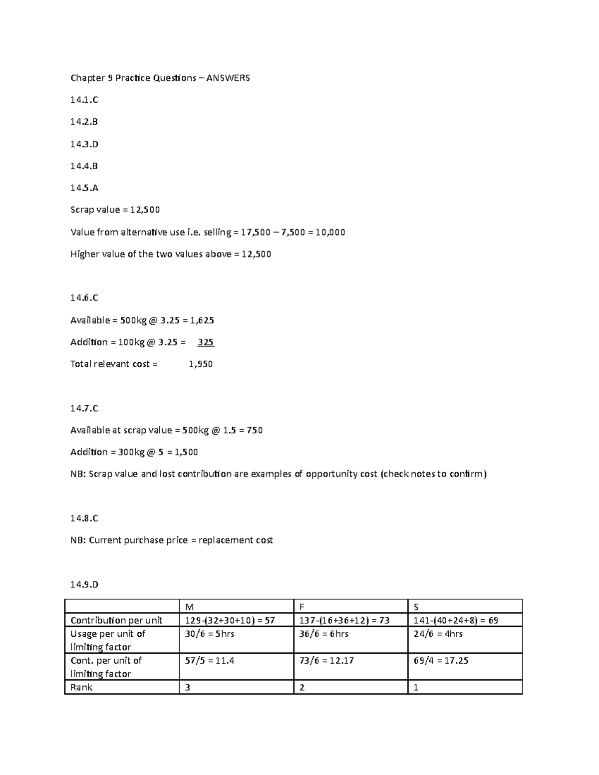 Chapter 9 Practice Questions - Answers September 2021 Intake - Chapter ...
