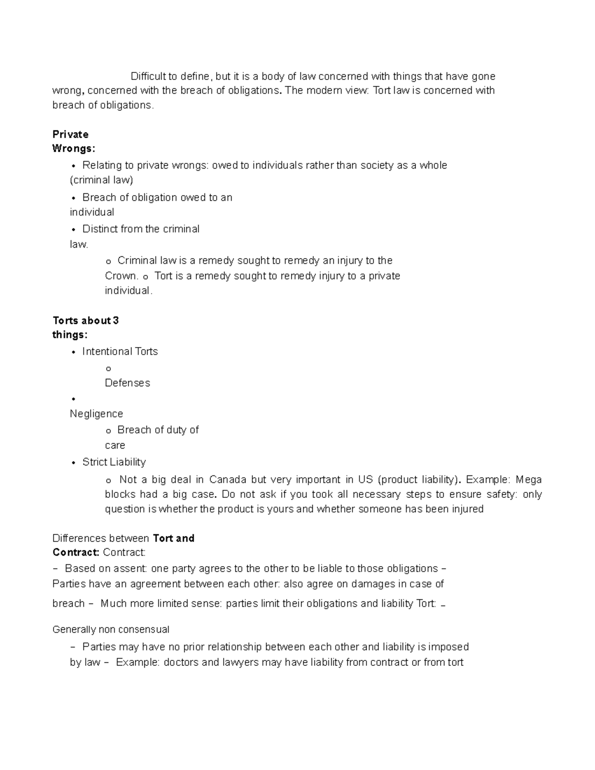 supplement-2-torts-notes-tort-law-difficult-to-define-but-it-is-a