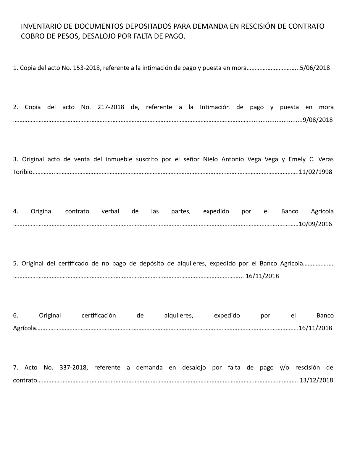 DEMANDA EN RESCISIÓN DE CONTRATO COBRO DE PESOS, DESALOJO POR FALTA DE PAGO.  - 1. Copia del acto No. - Studocu