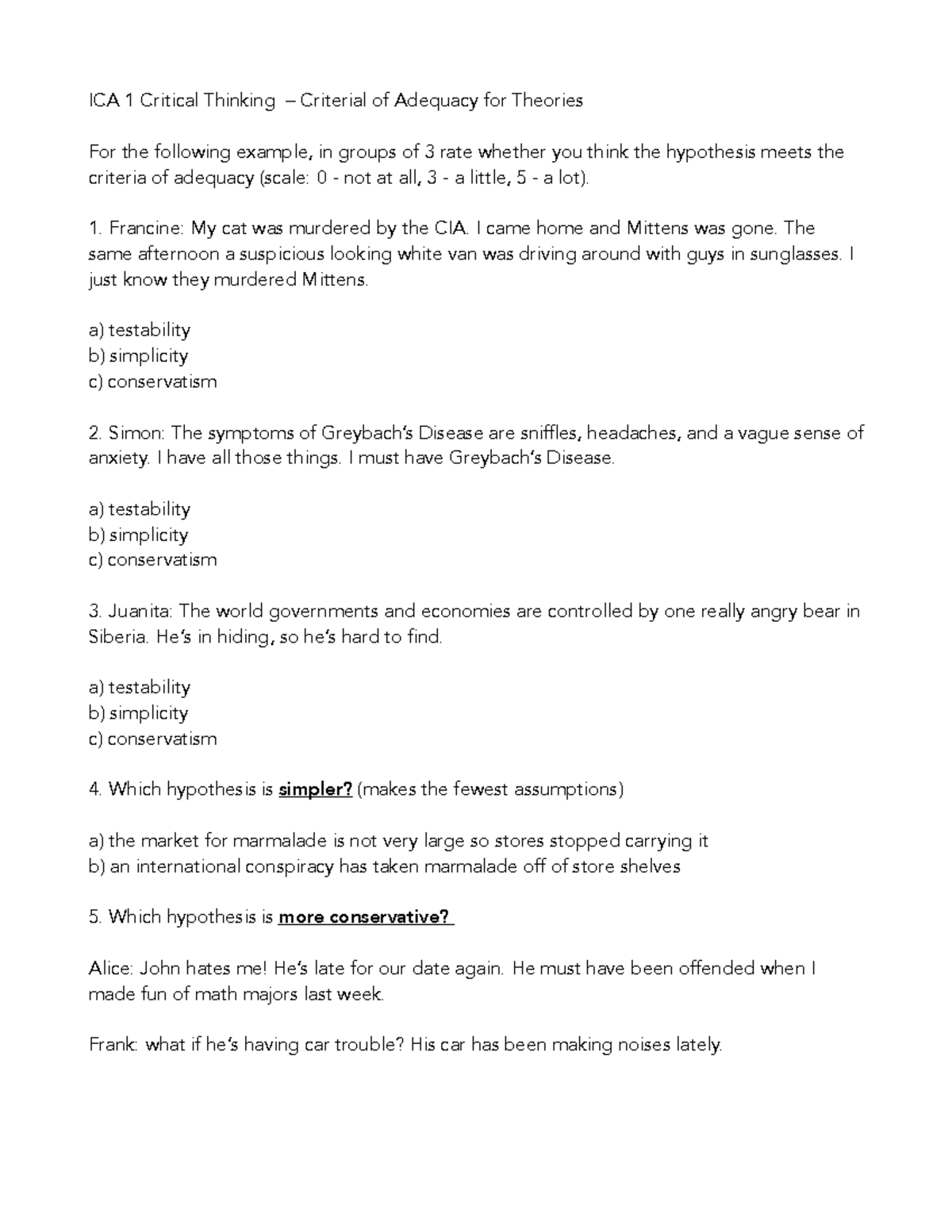 ICA Adequacy - ICA 1 Critical Thinking – Criterial of Adequacy for ...