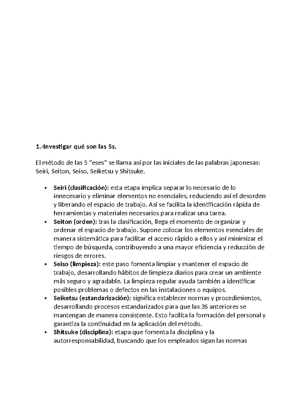 5 S - descripcion de las 5 s - 1.-Investigar qué son las 5s. El método ...