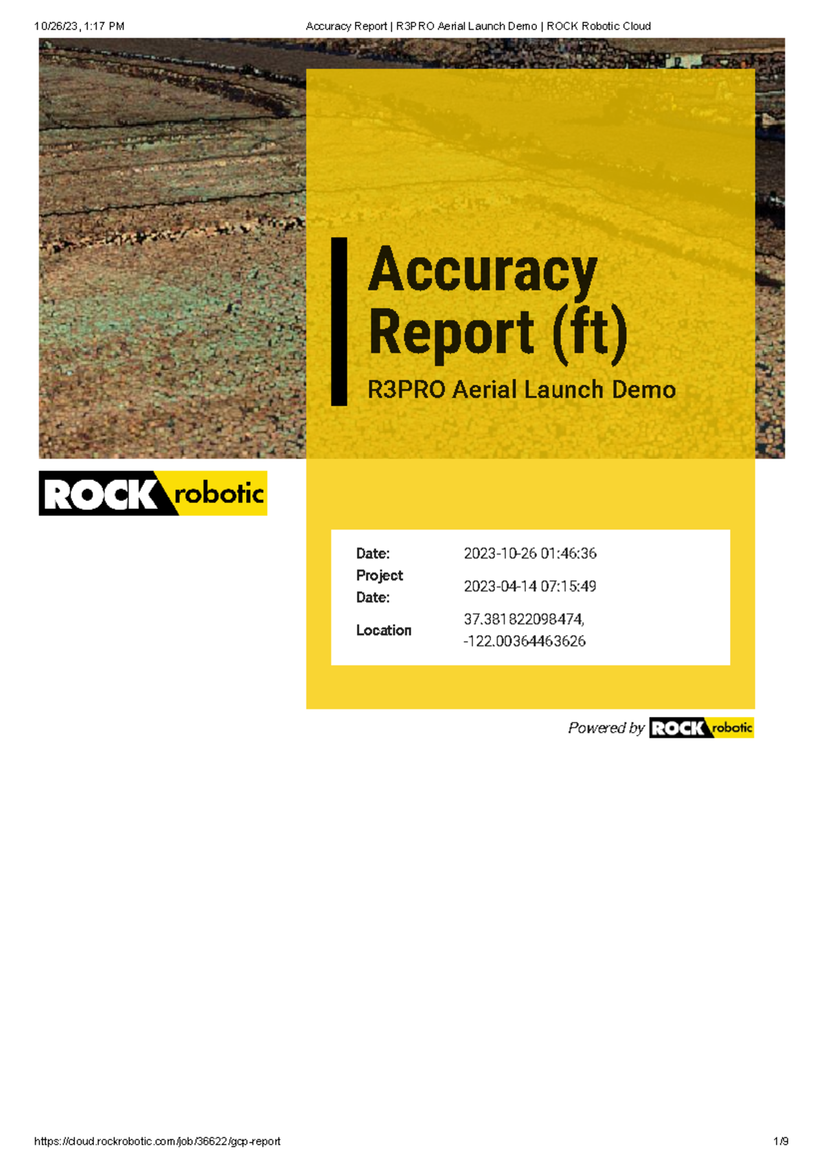 Accuracy Report R3PRO Aerial Launch Demo ROCK Robotic Cloud - Accuracy ...
