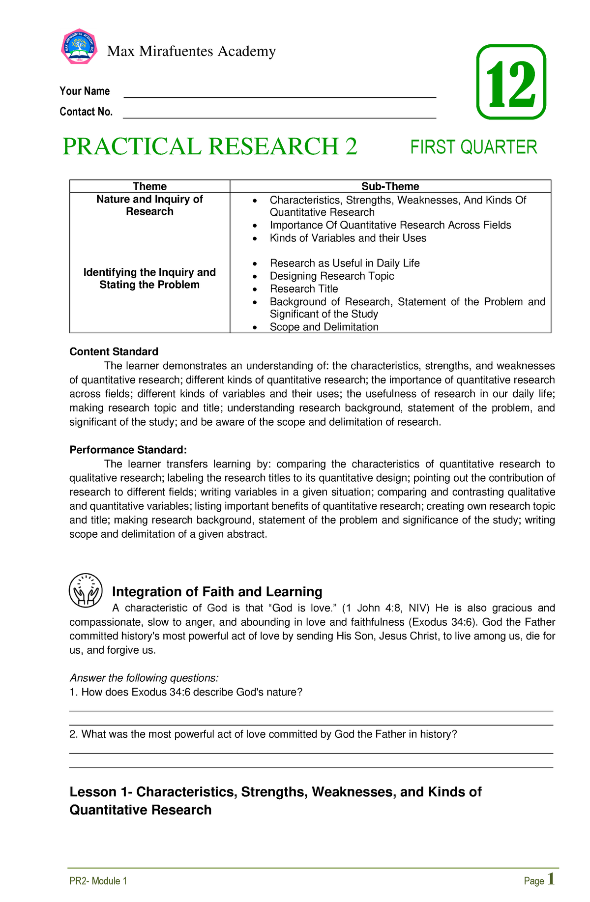 PR2- Module-1 - This Is A Module For Practical Research 2 Of Grade 12 ...