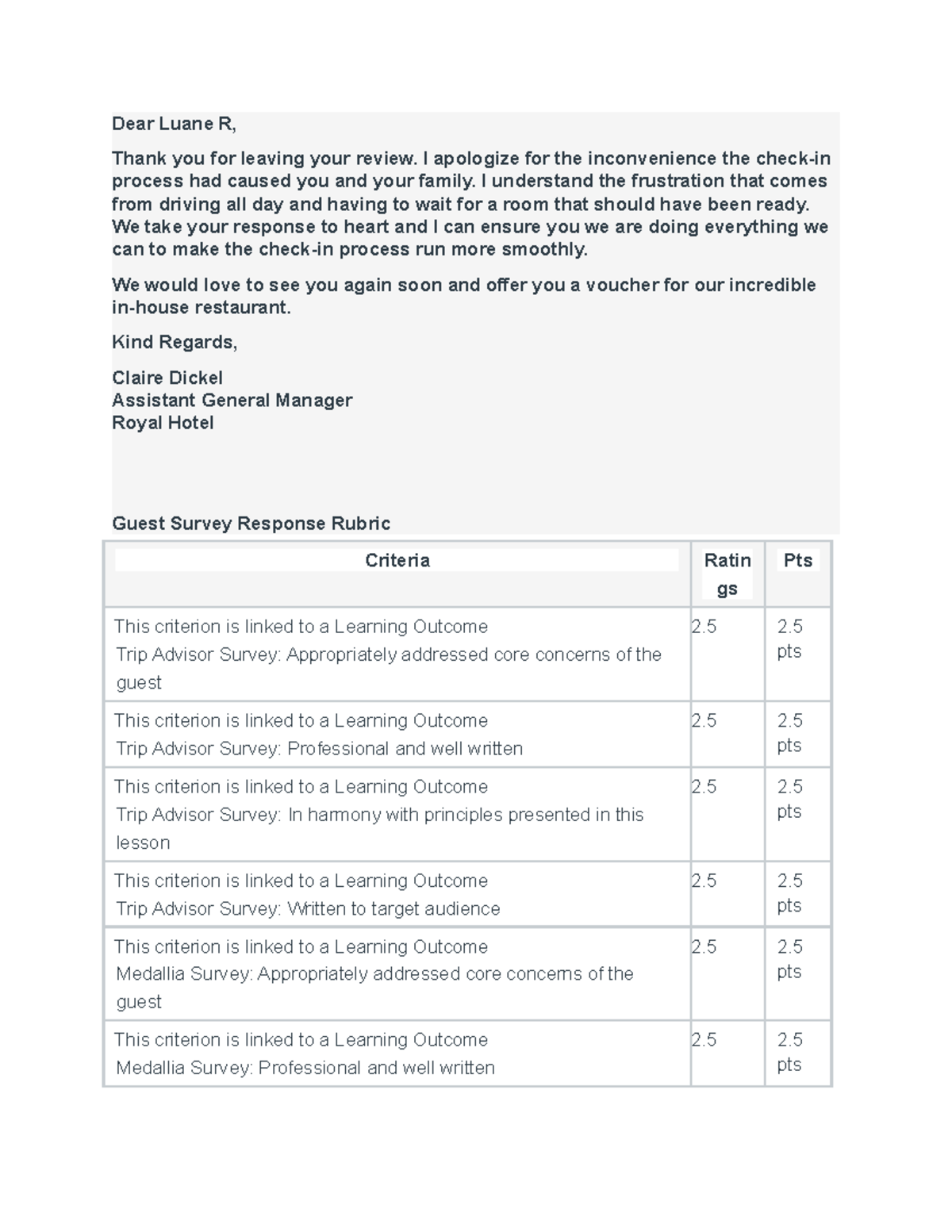 A Day in the Life of a Hotel Professional - Guest Survey Responses ...