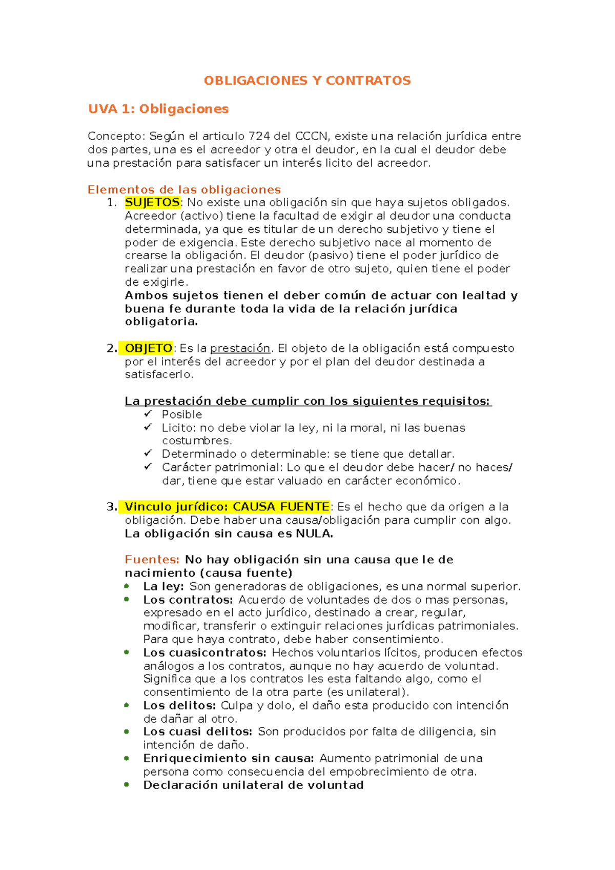 Resumen de obligaciones y contratos 1er parcial - OBLIGACIONES Y ...