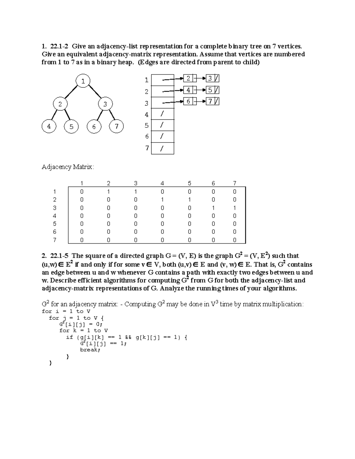 Hw3ans - Answers - ####### 1. 22-2 Give an adjacency-list ...