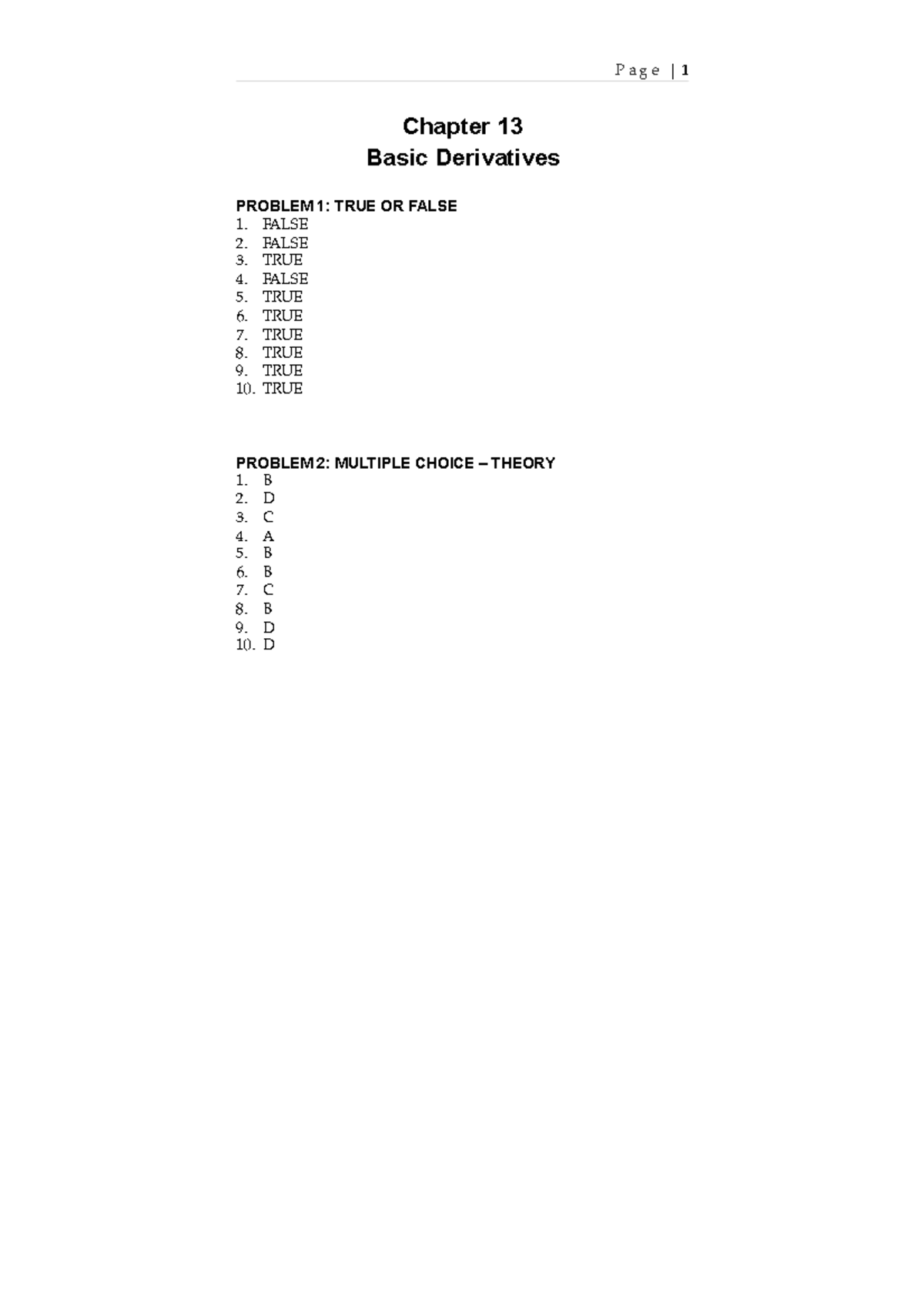 Chapter 13- Basic Derivatives - Chapter 13 Basic Derivatives PROBLEM 1 ...