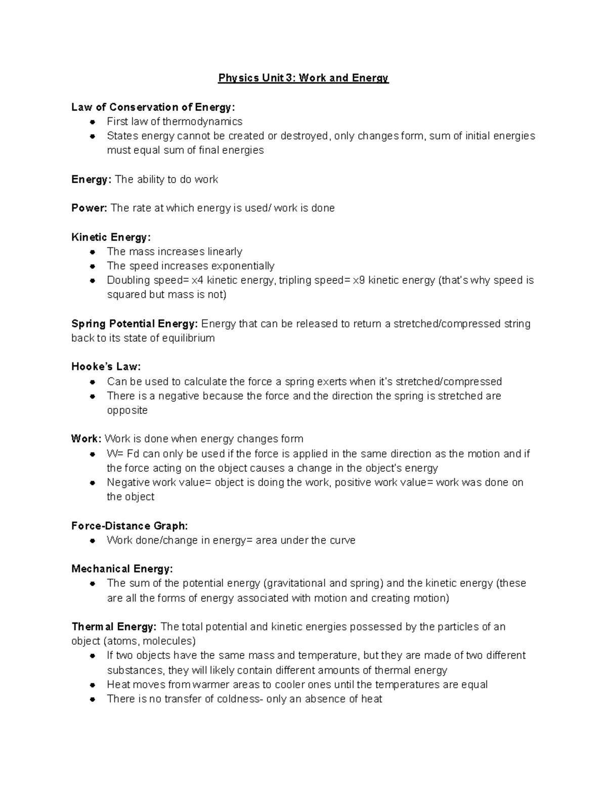 Physics Unit 3- Work And Energy - (all Particles That Have Kinetic ...