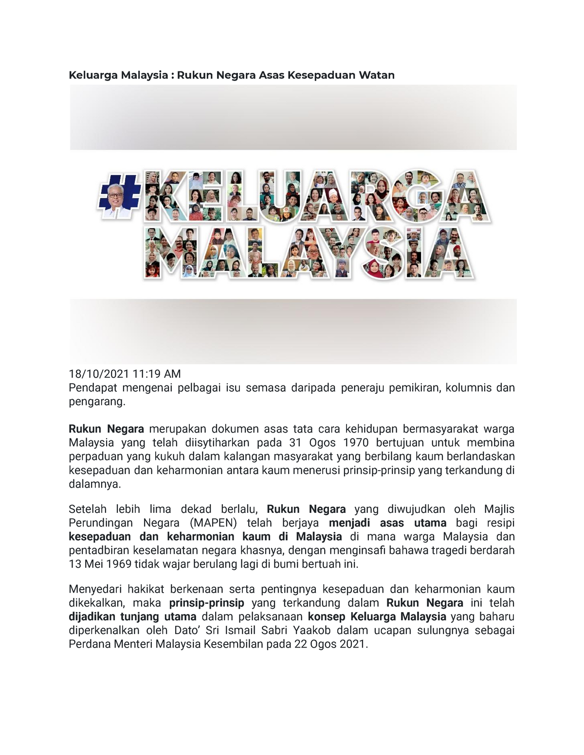 Rukun negara malaysia