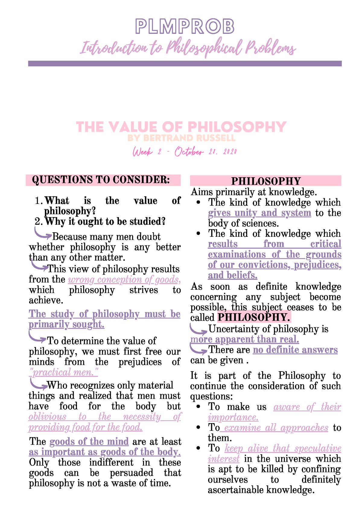 Introduction To Philosophy - PLMPROB Introduction To Philosophical ...