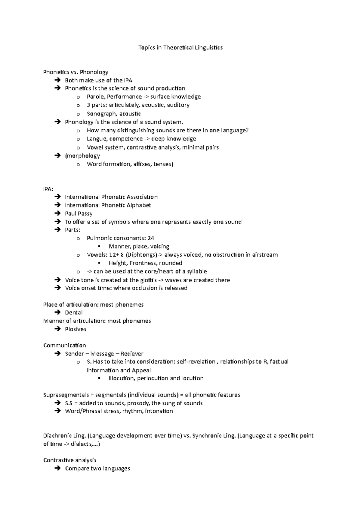 Theoretical Linguistiucs - Topics in Theoretical Linguistics Phonetics ...