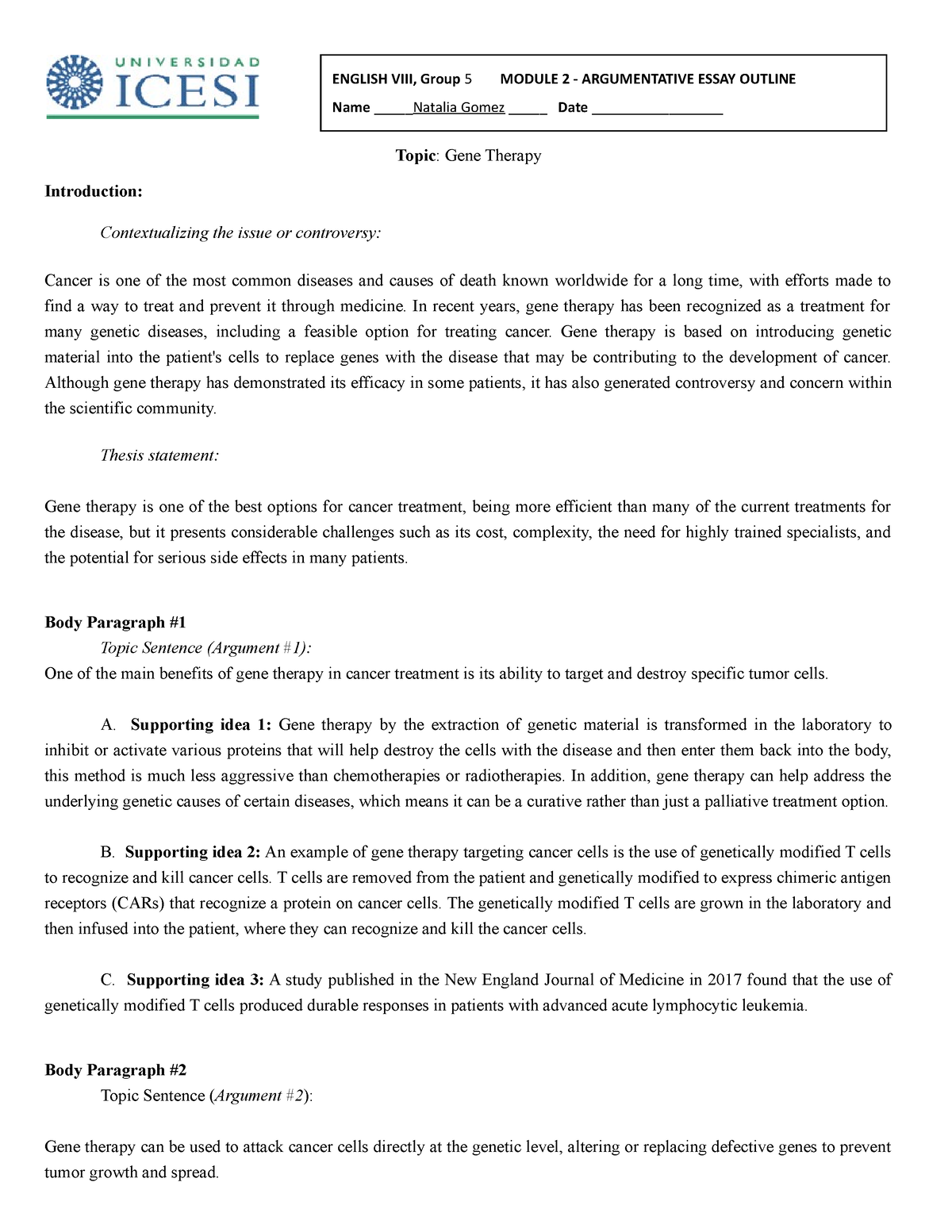 gene therapy argumentative essay