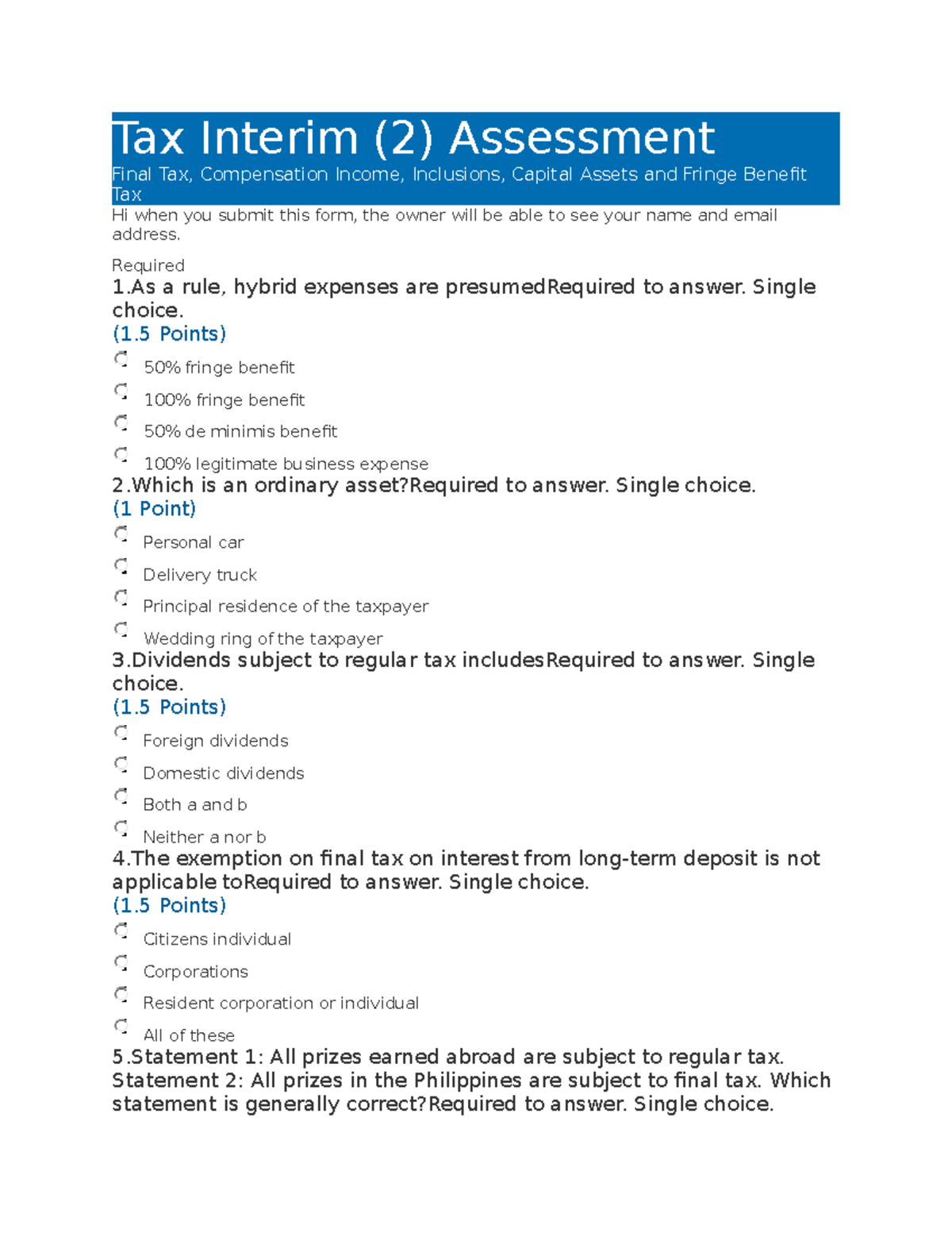 Income Tax Settlement Interim Board