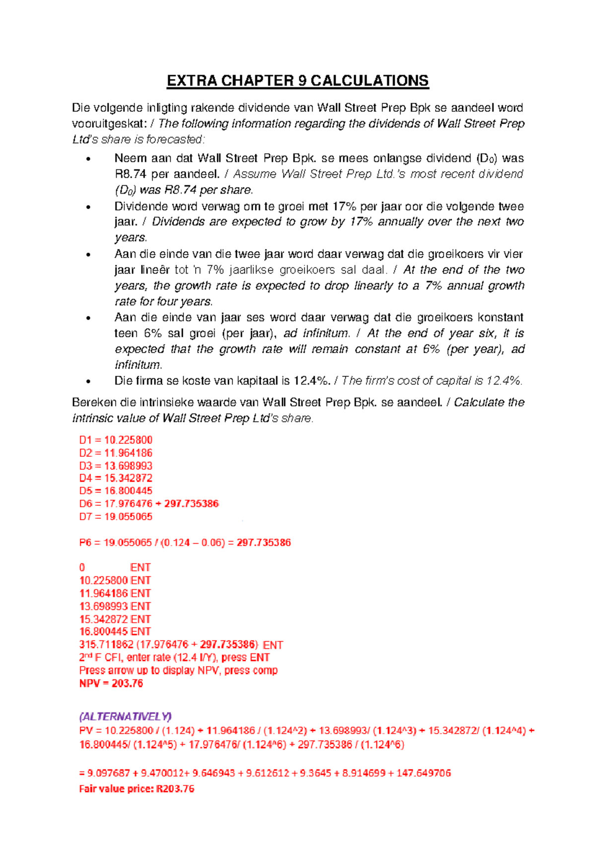 Extra+ Chapter+9+ Calculations - EXTRA CHAPTER 9 CALCULATIONS Die ...