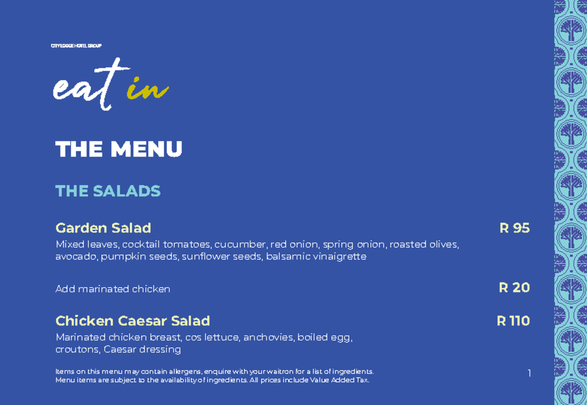 2024 Town Lodge General Food Menu 01 - THE MENU THE SALADS Garden Salad ...