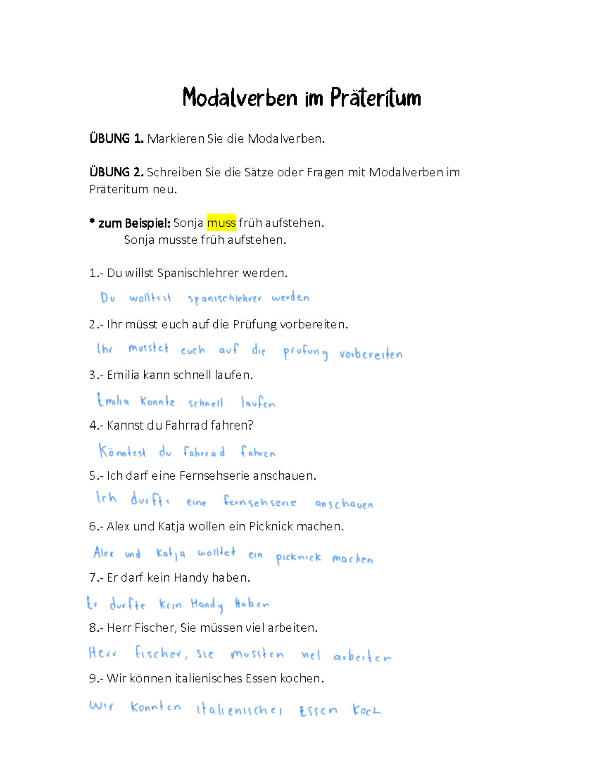 Modalverben im Präteritum A2 - Modalverben im Präteritum ÜBUNG 1 ...