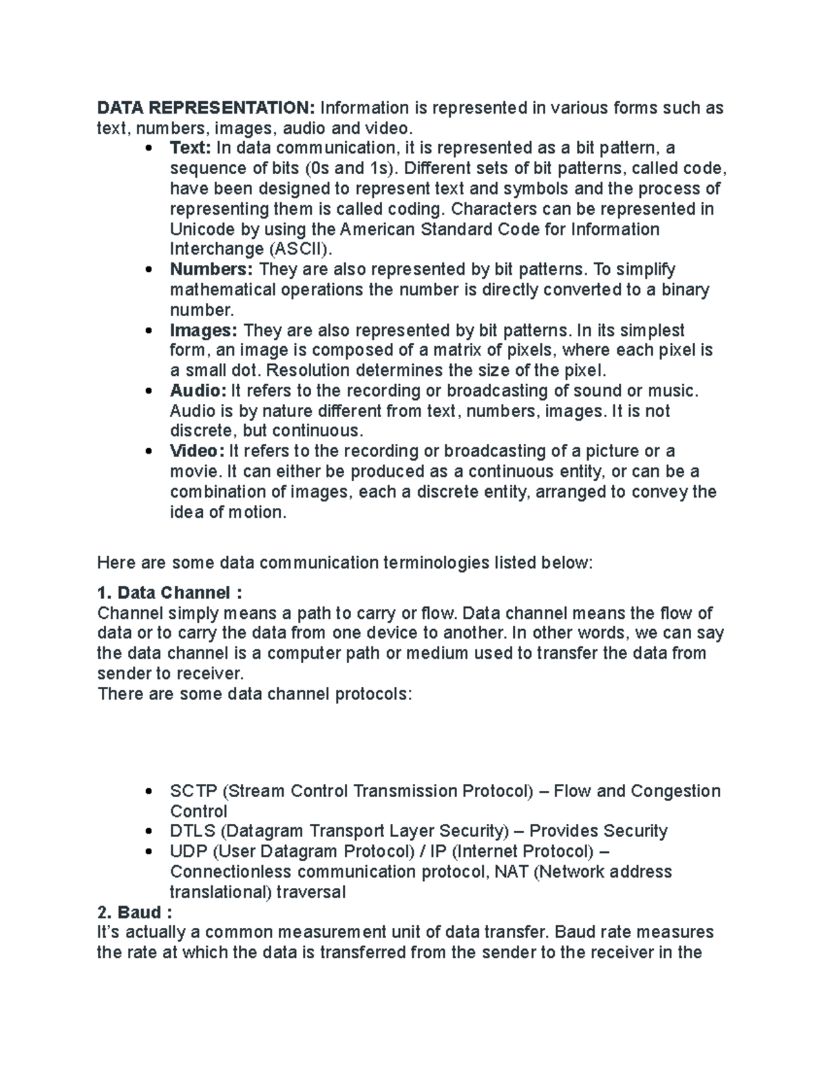 data communication terminologies - DATA REPRESENTATION: Information is ...