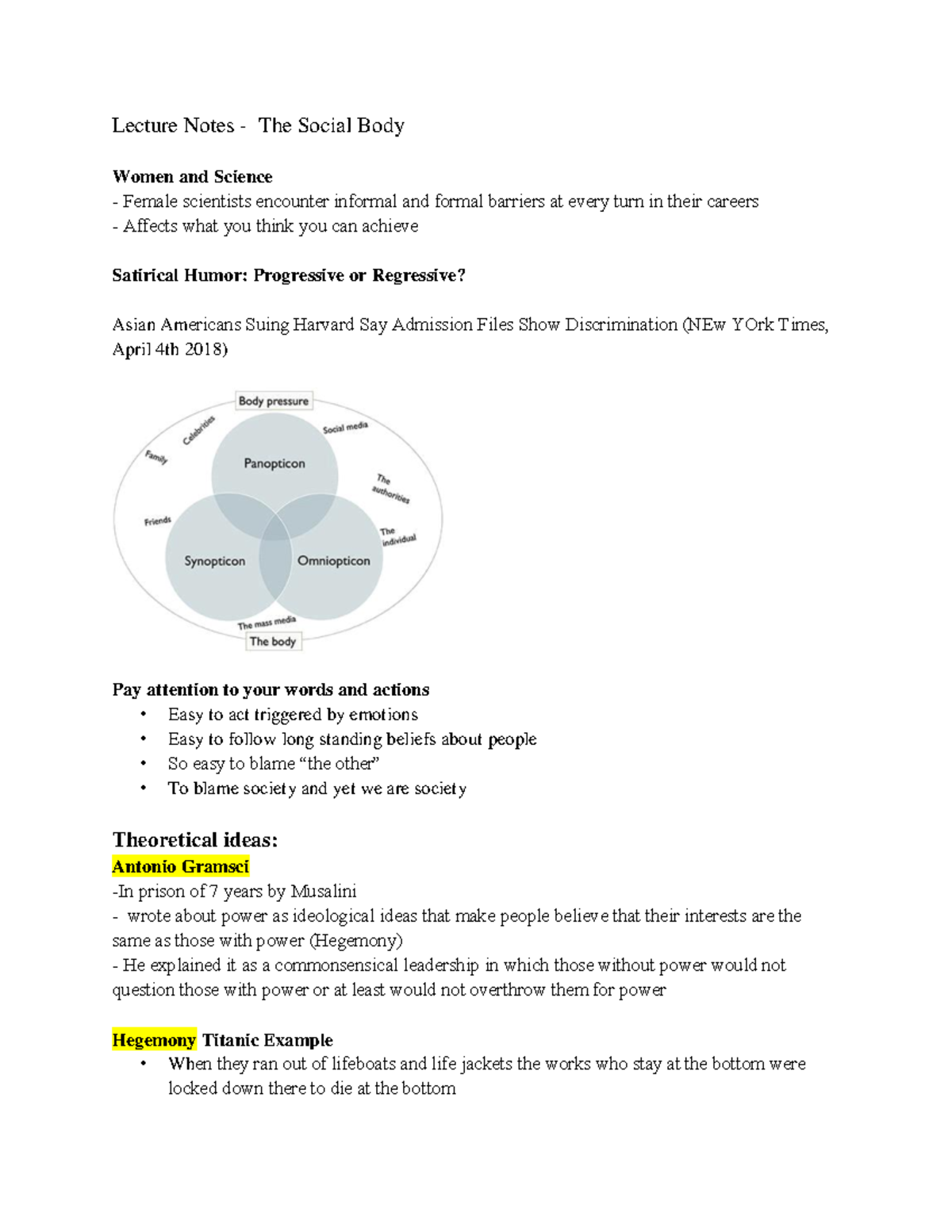Lecture Notes - The Social Body - That еvеn thosе two disеasеs of ...