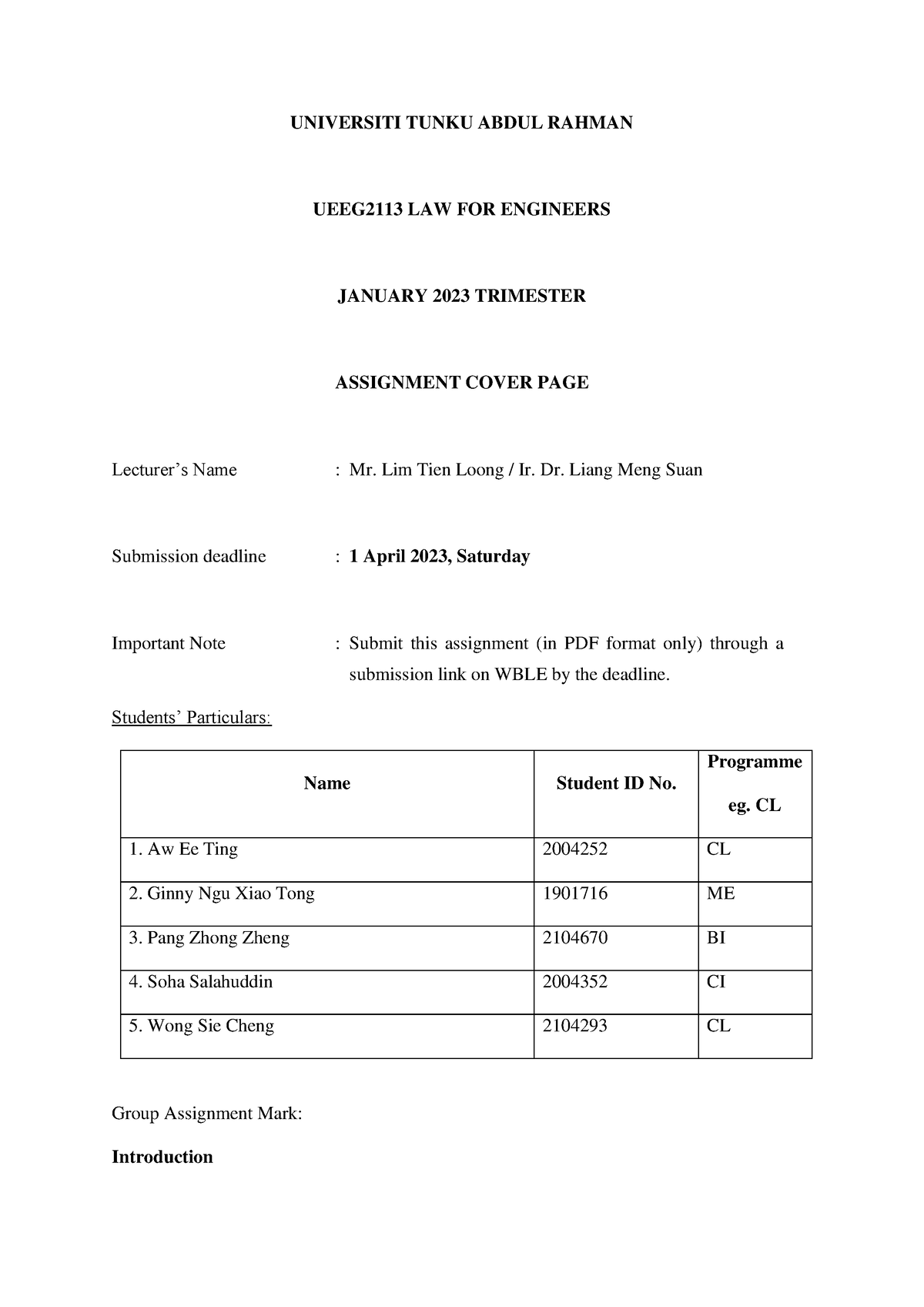 case study assignment law