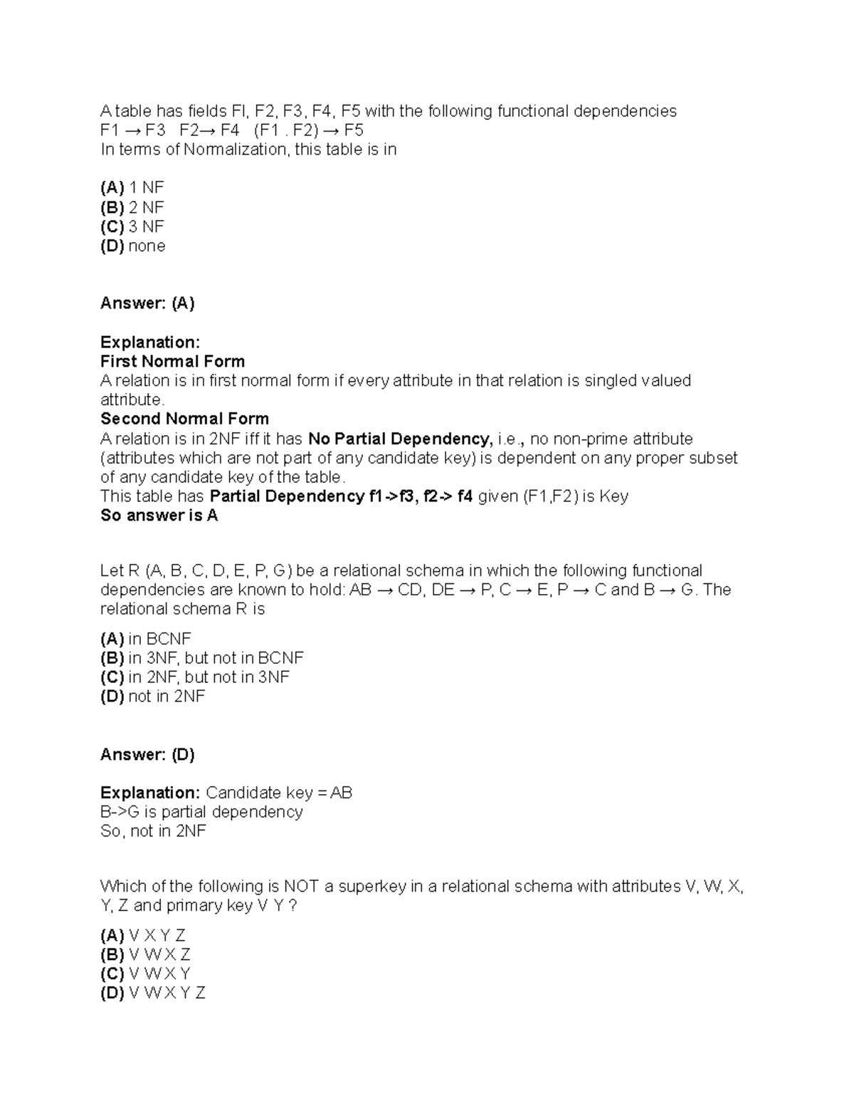 Fd Tut Fd Tut A Table Has Fields Fl F2 F3 F4 F5 With The Following Functional Studocu