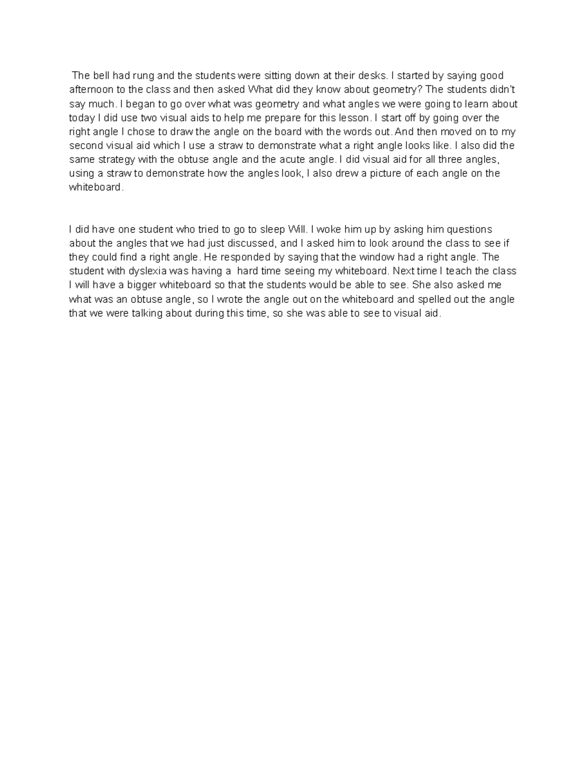 DLM2 TASK 2 Teaching Diverse Learners - The bell had rung and the ...