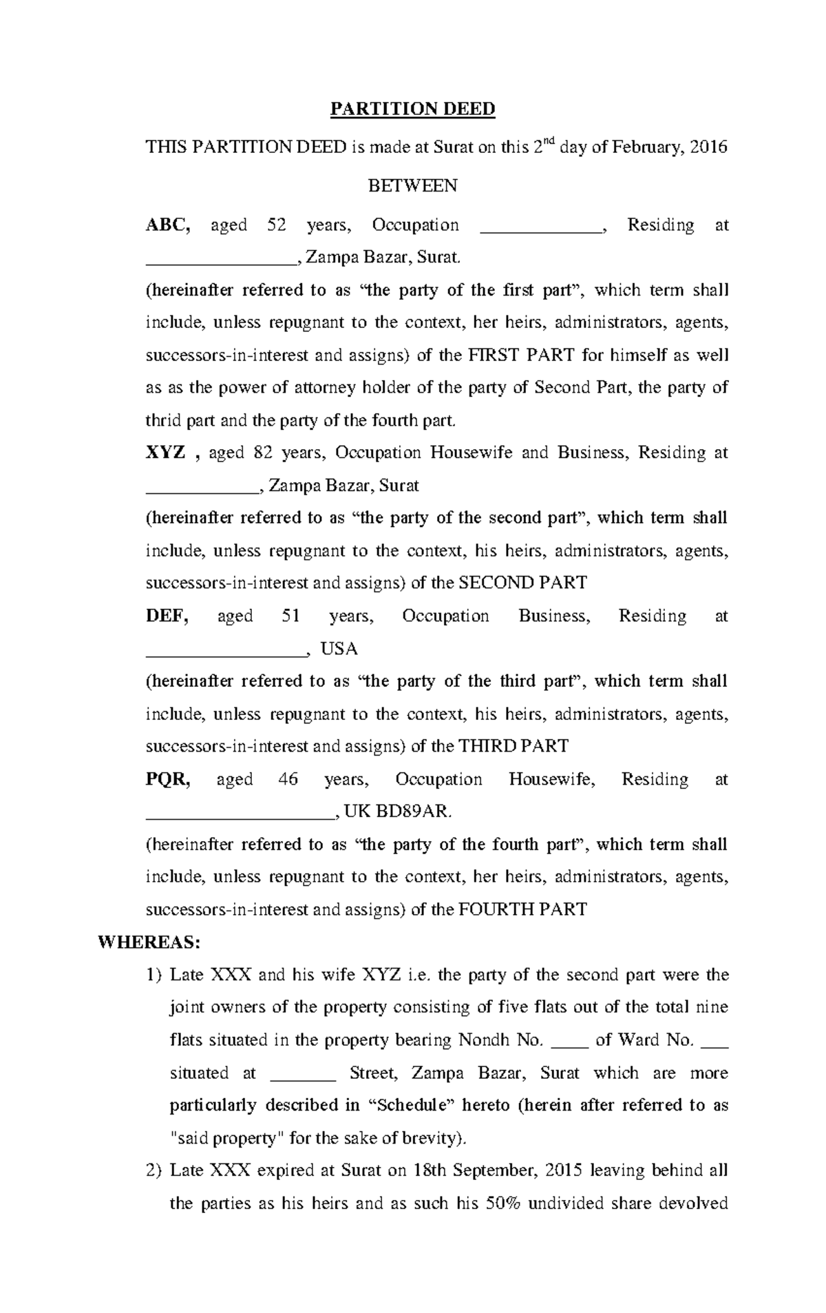 Difference Between Partition Deed And Settlement Deed