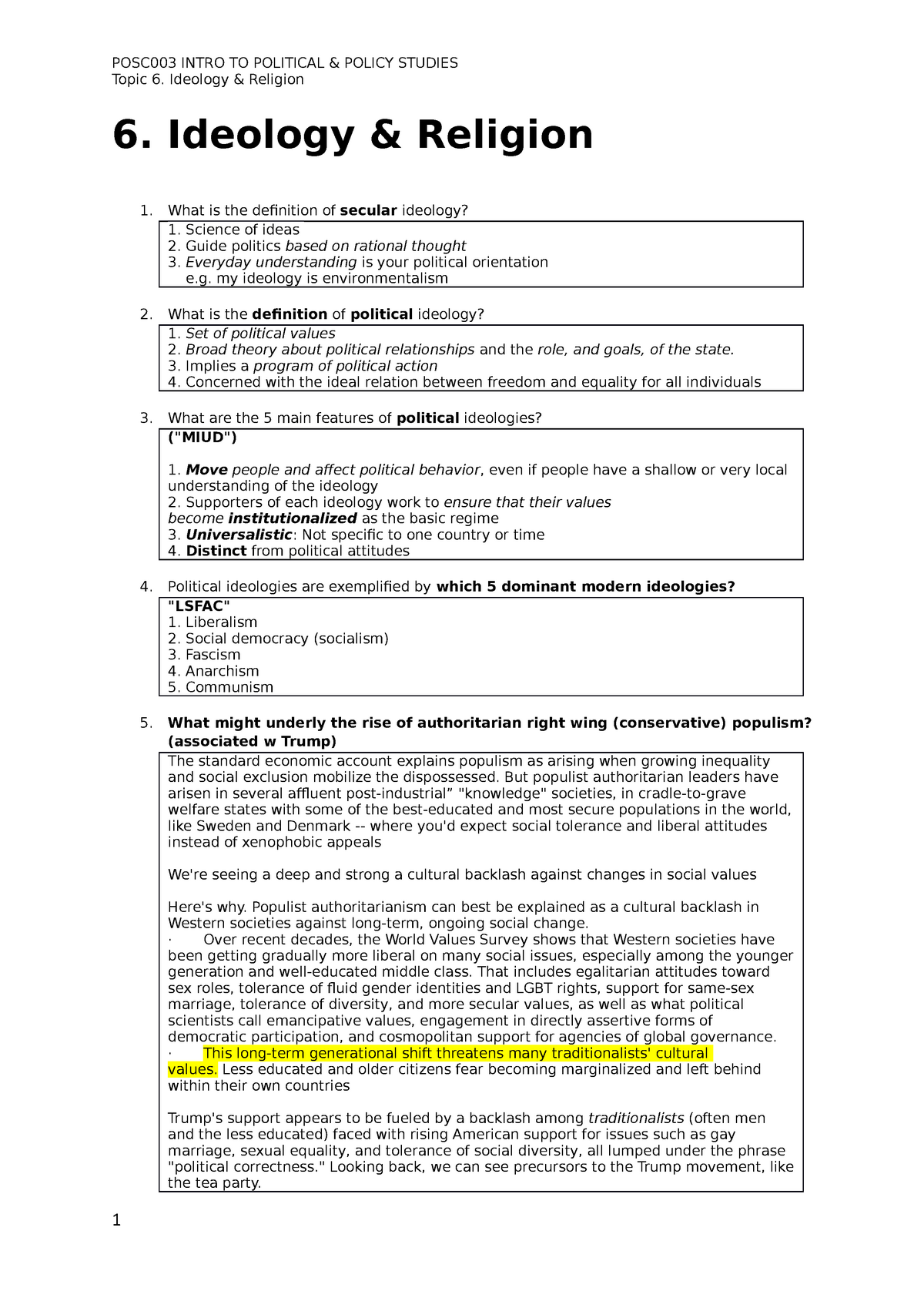 6 Ideology Religion Exam Notes Topic 6 Ideology Amp Religion 6 Ideology Amp Religion What Studocu